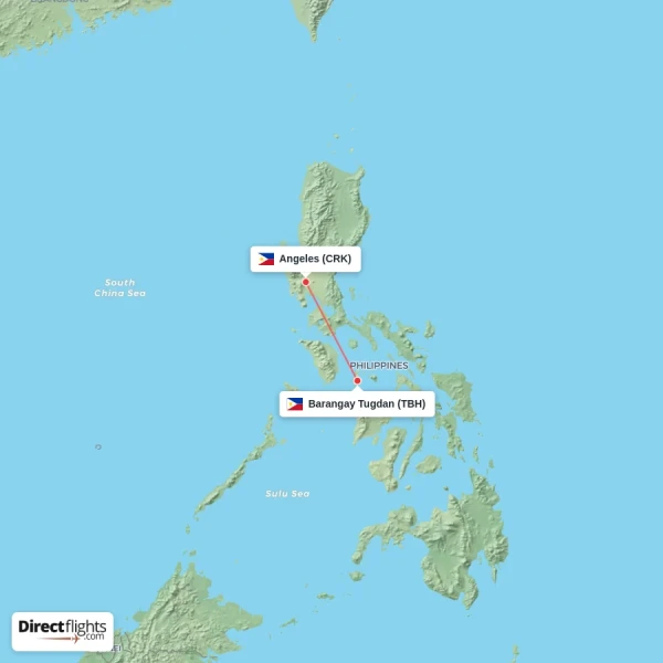 Angeles - Barangay Tugdan direct flight map