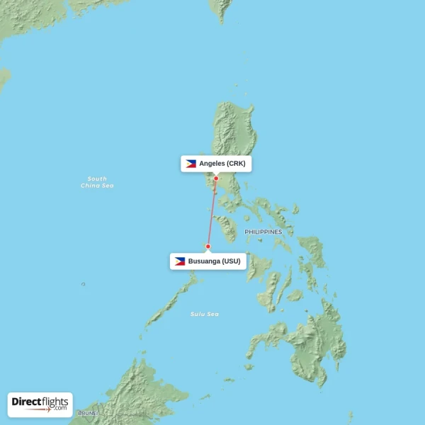 Angeles - Busuanga direct flight map
