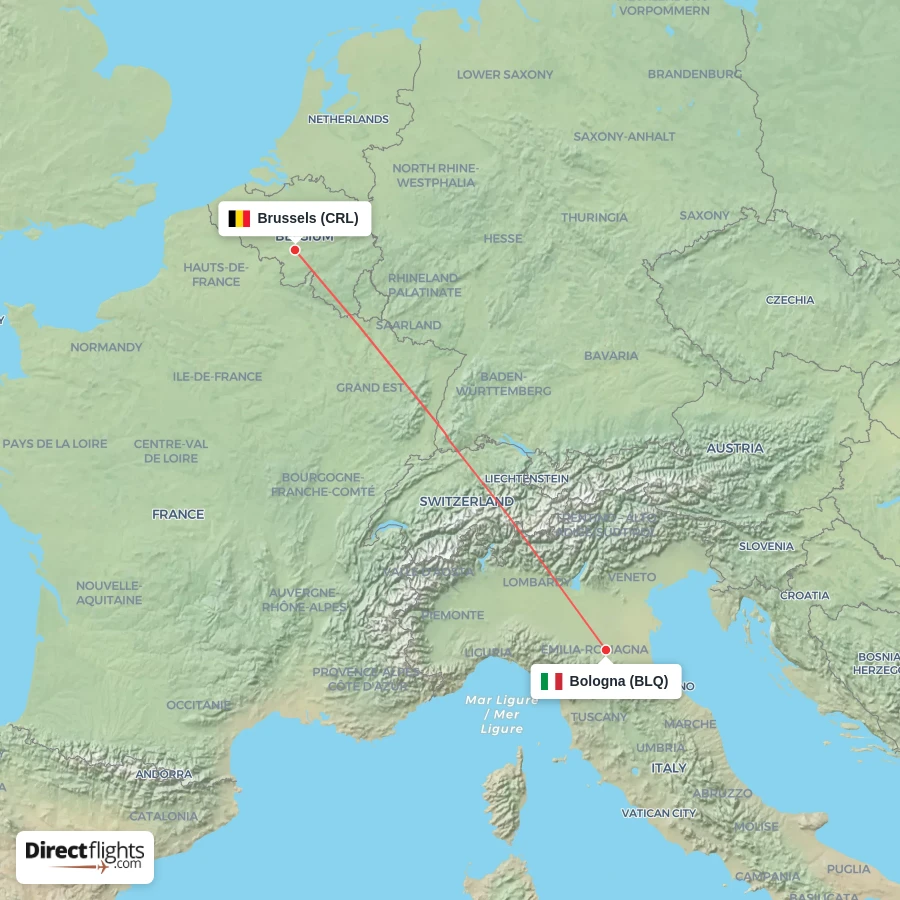 CRL - BLQ route map