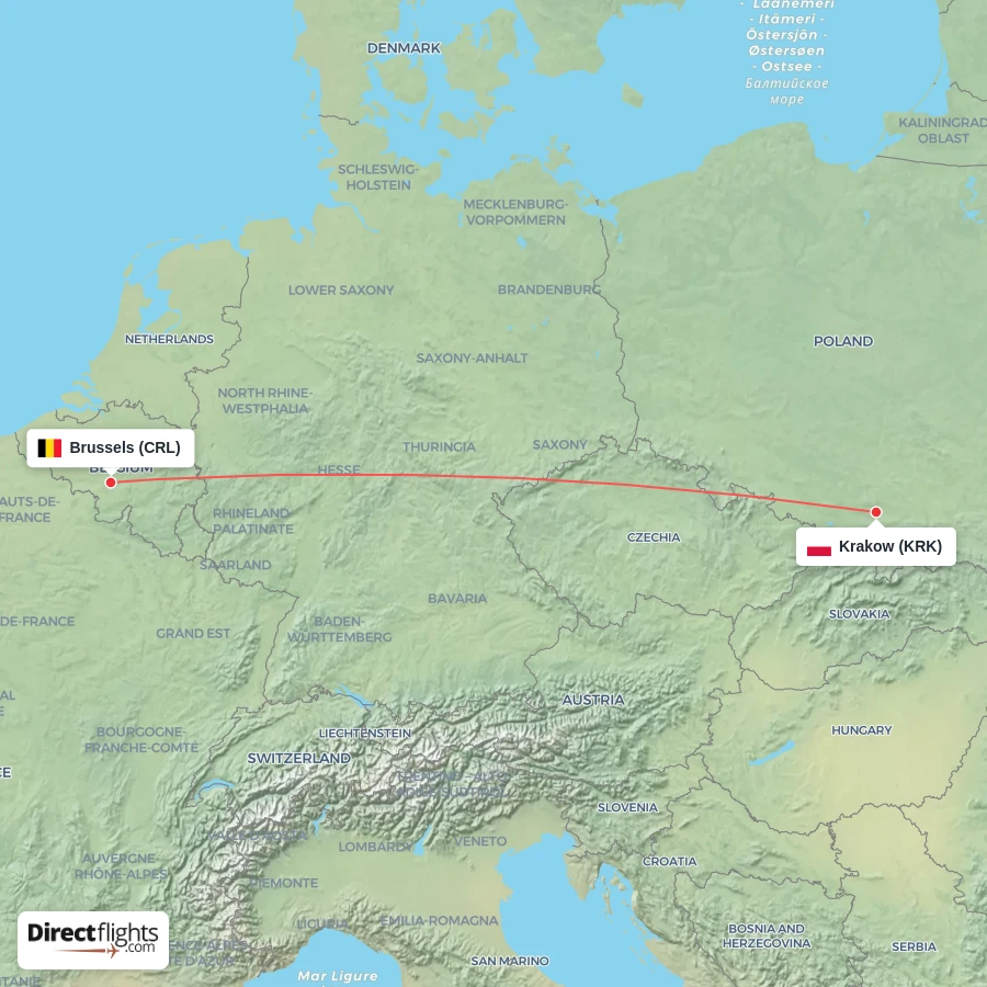 CRL - KRK route map