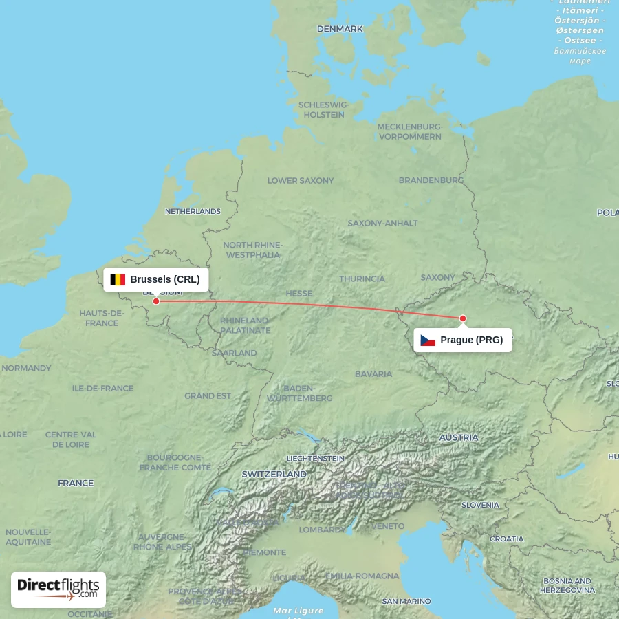 CRL - PRG route map