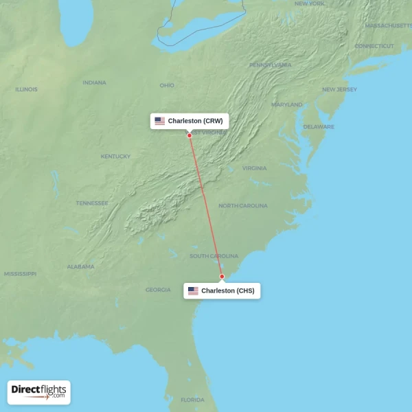 Charleston - Charleston direct flight map