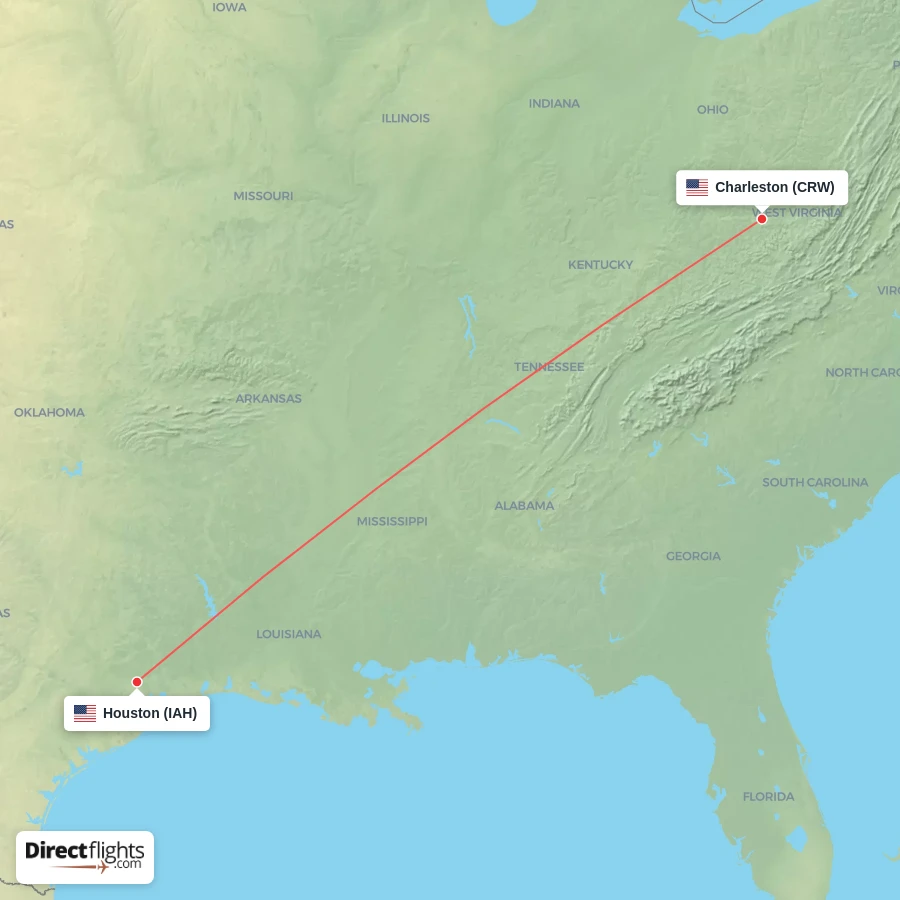 CRW - IAH route map