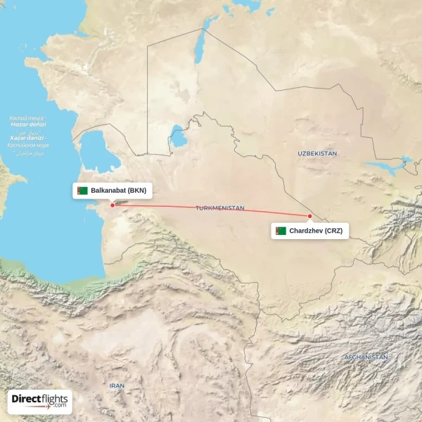Chardzhev - Balkanabat direct flight map