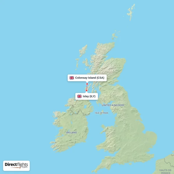 Colonsay Island - Islay direct flight map