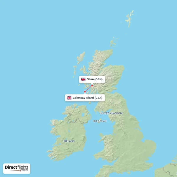 Colonsay Island - Oban direct flight map