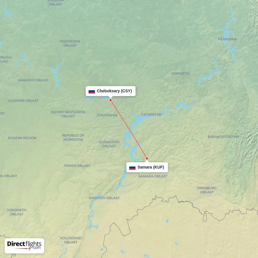 CSY - KUF route map