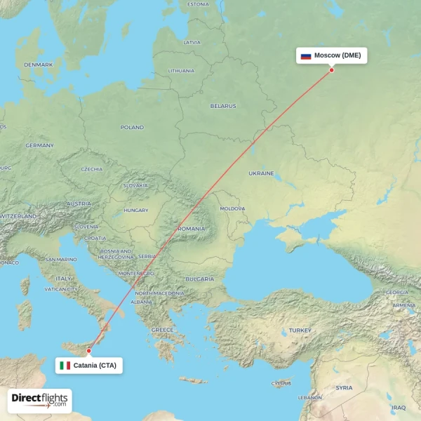 Catania - Moscow direct flight map