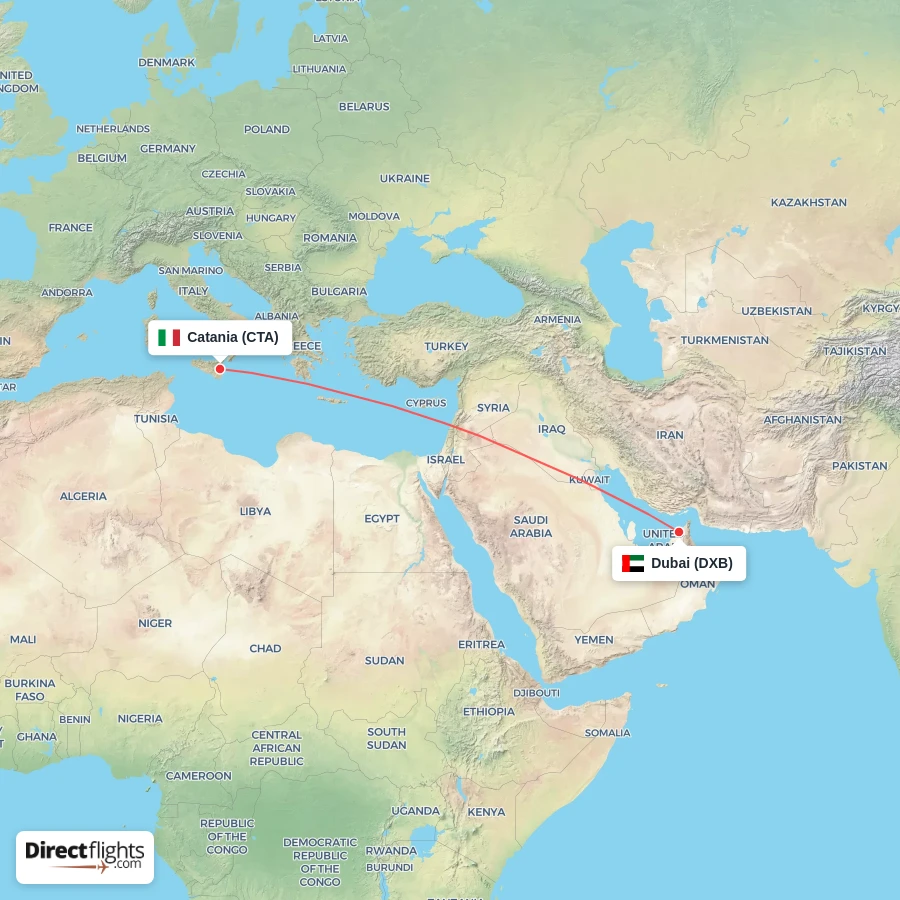 CTA - DXB route map