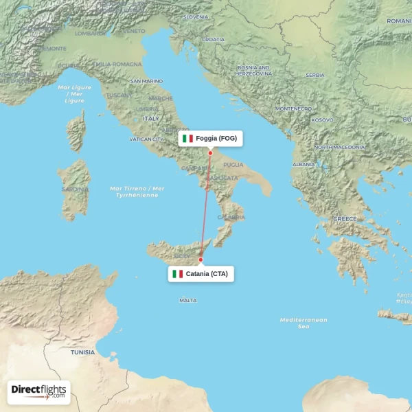 Catania - Foggia direct flight map