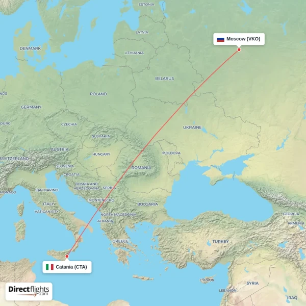 Catania - Moscow direct flight map