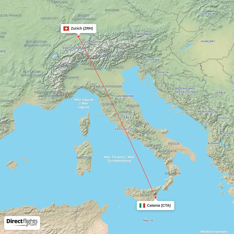 CTA - ZRH route map