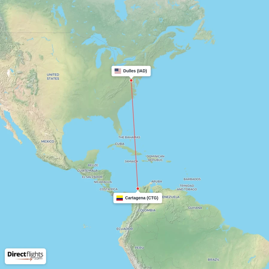 CTG - IAD route map
