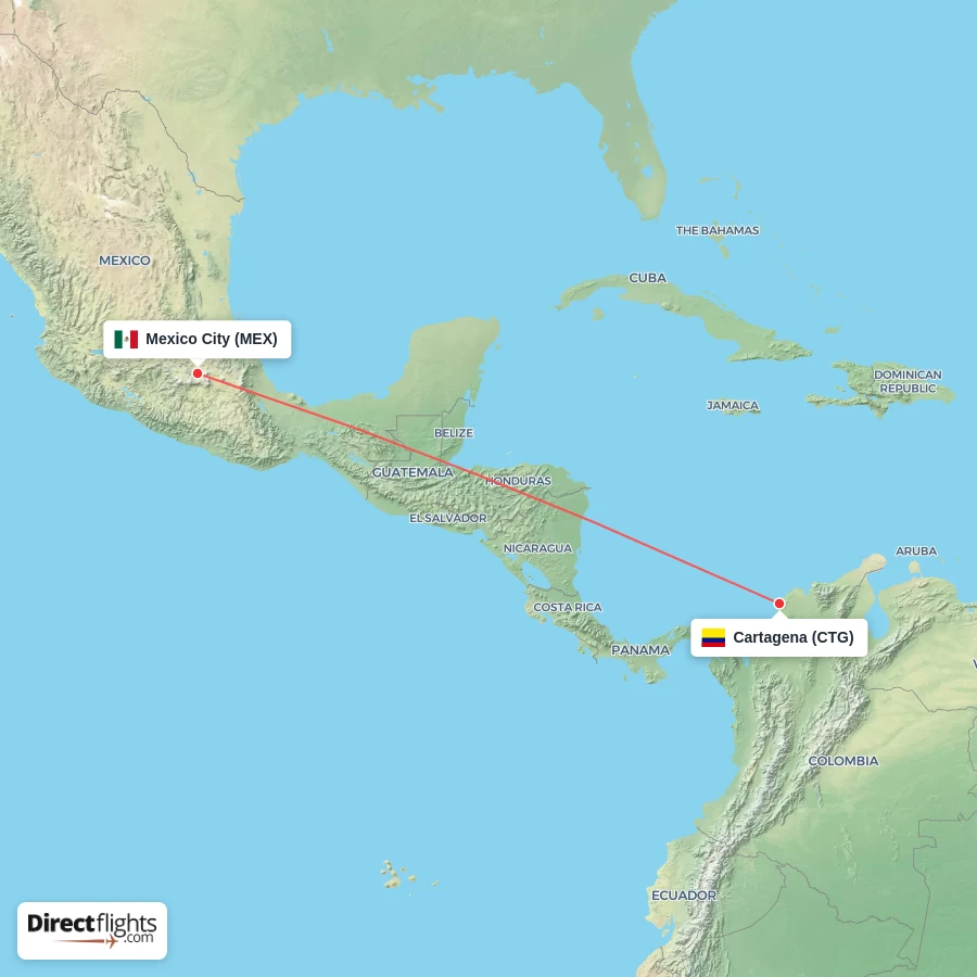 CTG - MEX route map