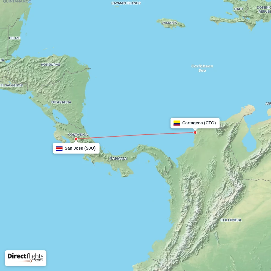 CTG - SJO route map