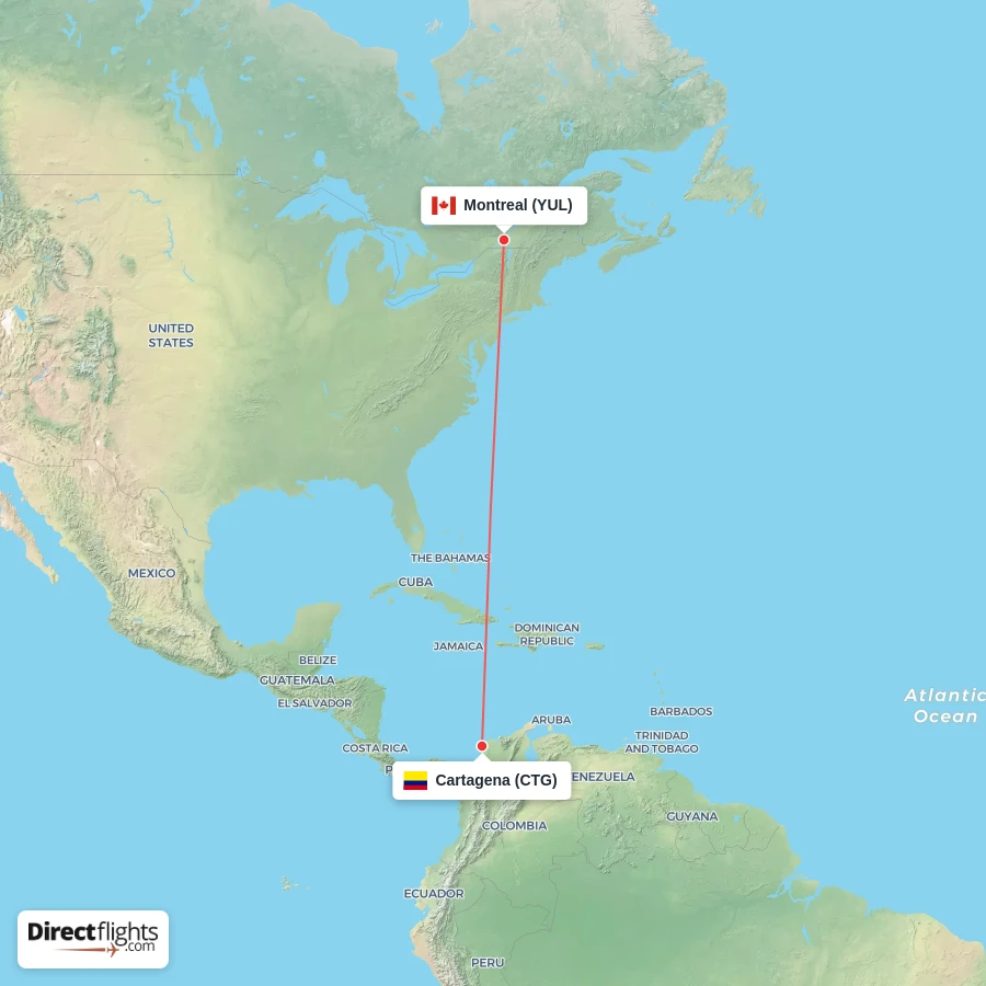 CTG - YUL route map