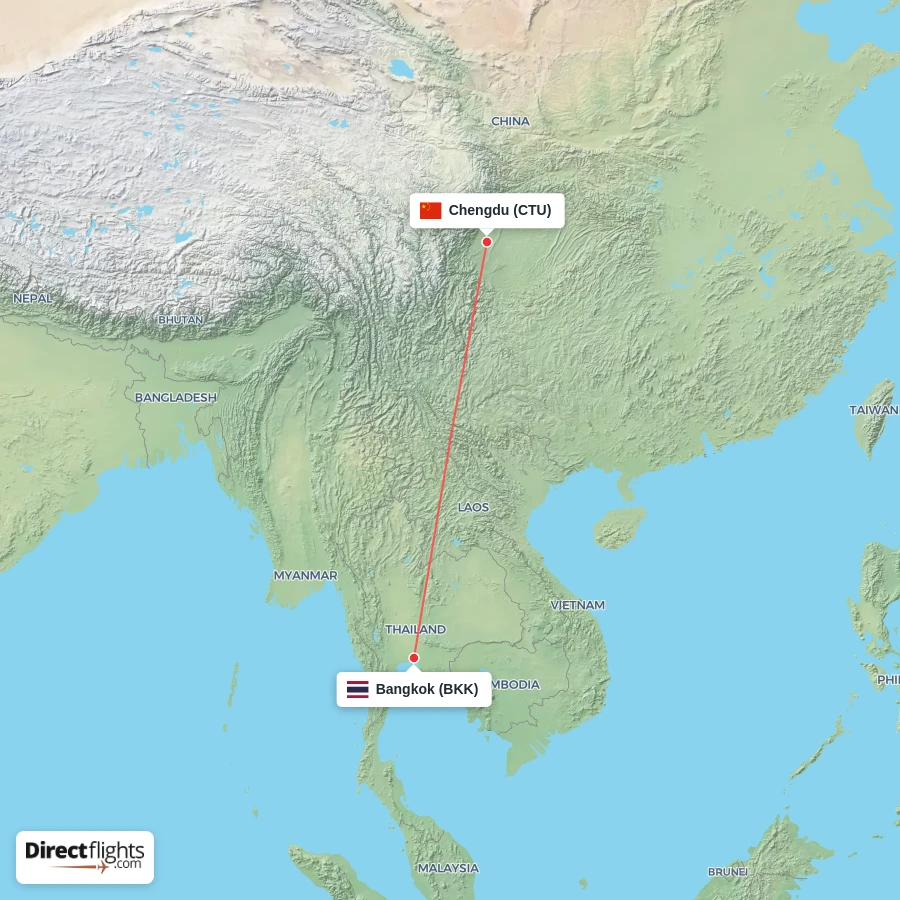 CTU - BKK route map