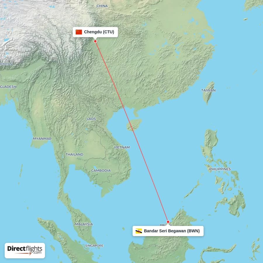 CTU - BWN route map