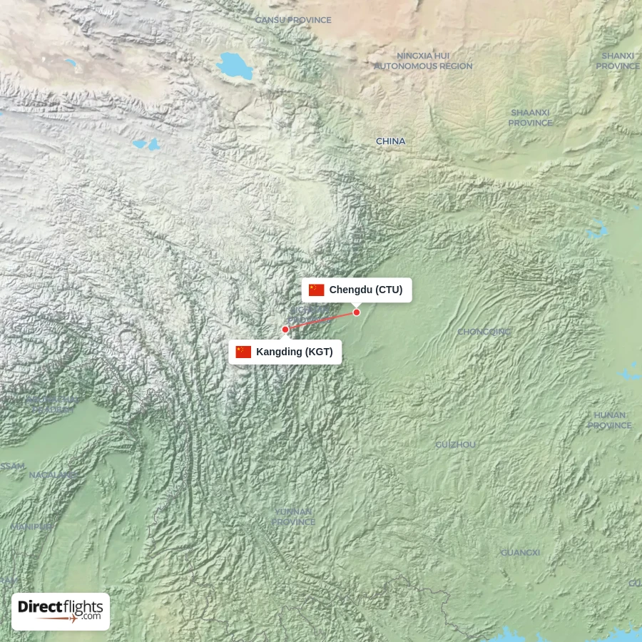 CTU - KGT route map