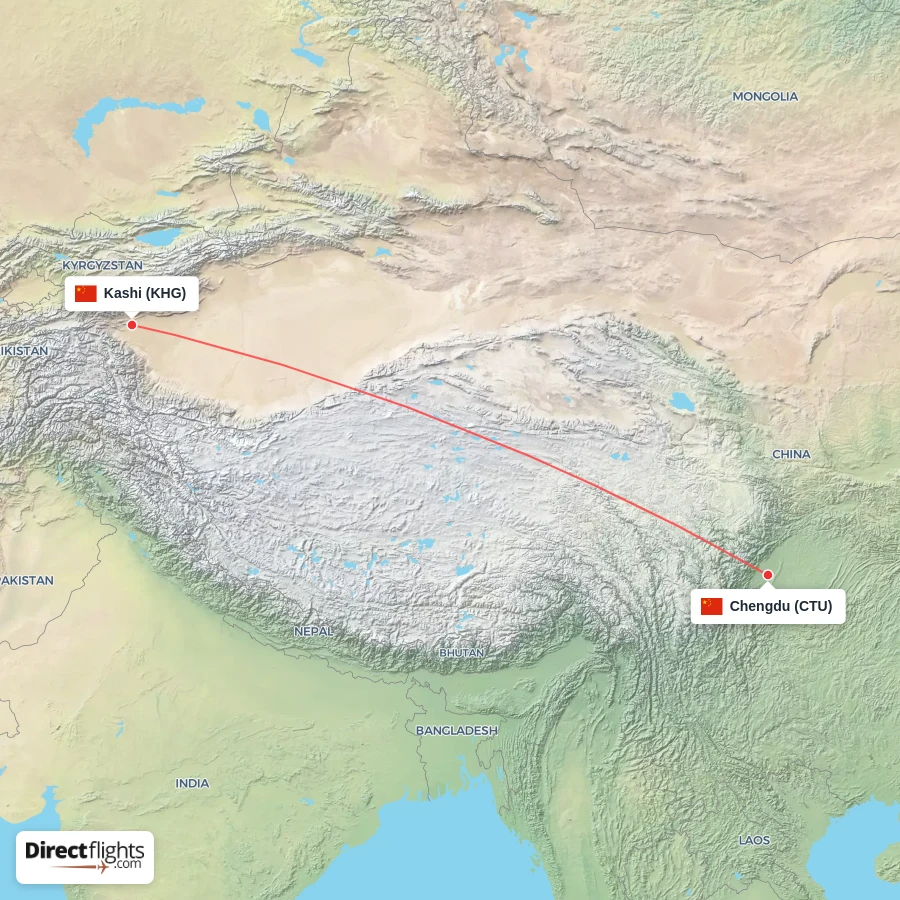 CTU - KHG route map