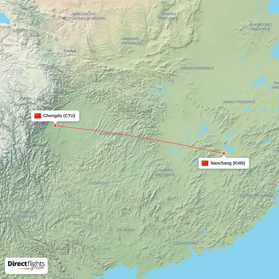 CTU - KHN route map