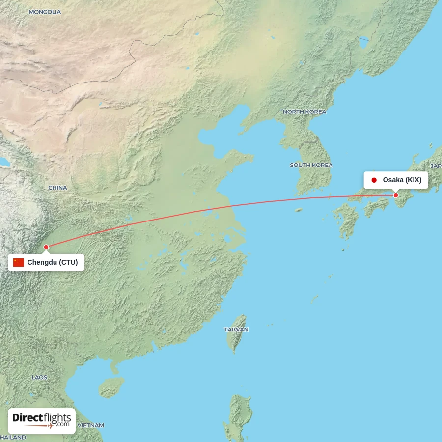 CTU - KIX route map