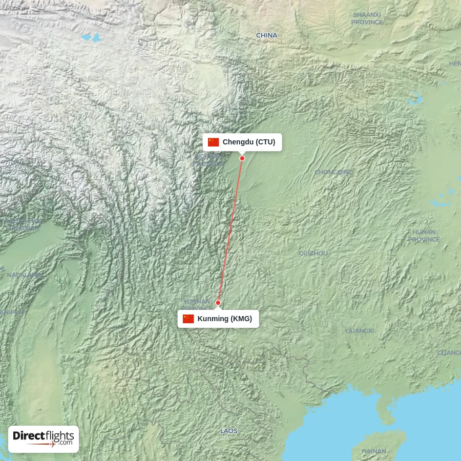 CTU - KMG route map