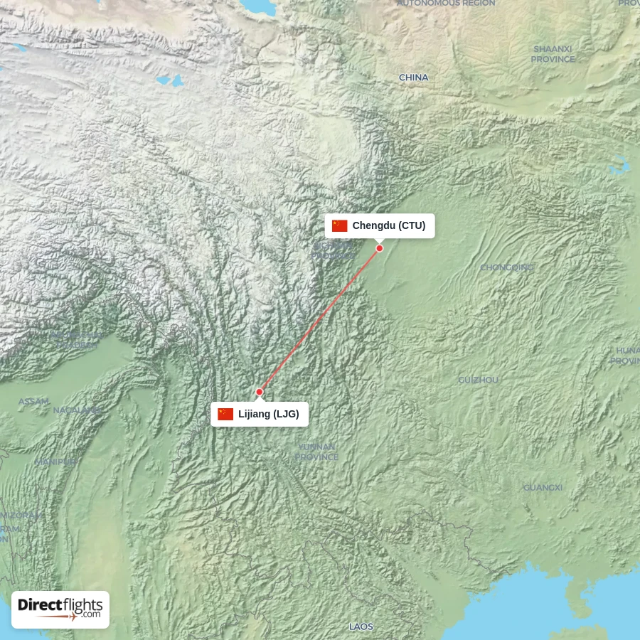 CTU - LJG route map