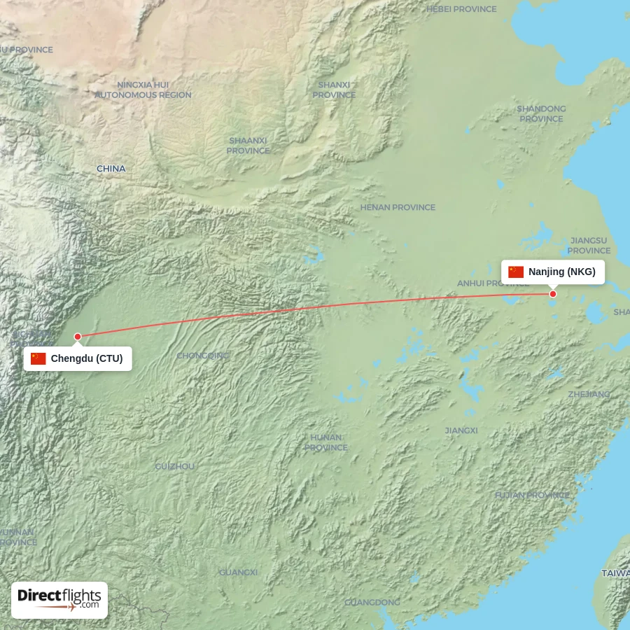 CTU - NKG route map