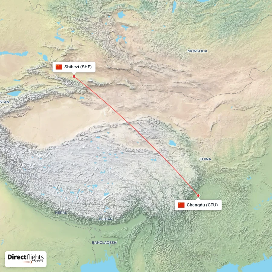 CTU - SHF route map