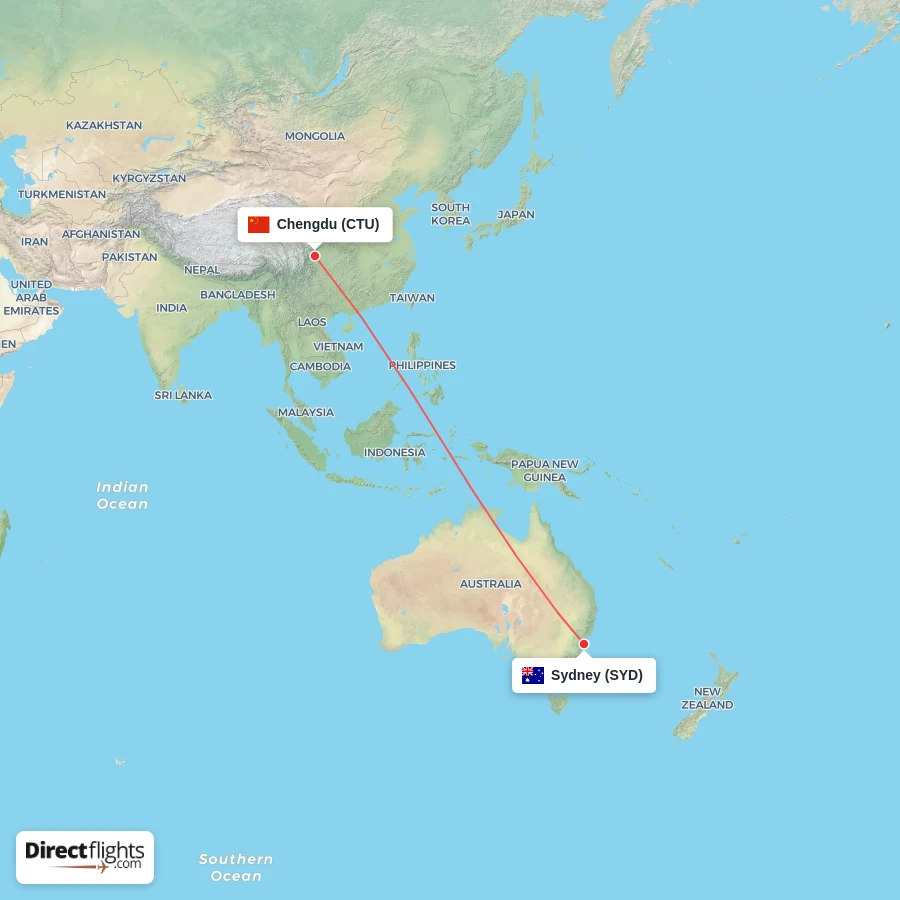 CTU - SYD route map