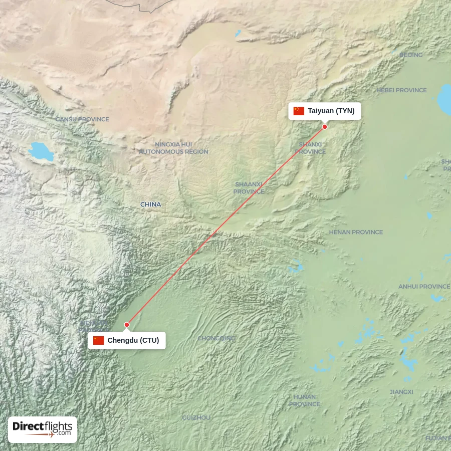 CTU - TYN route map