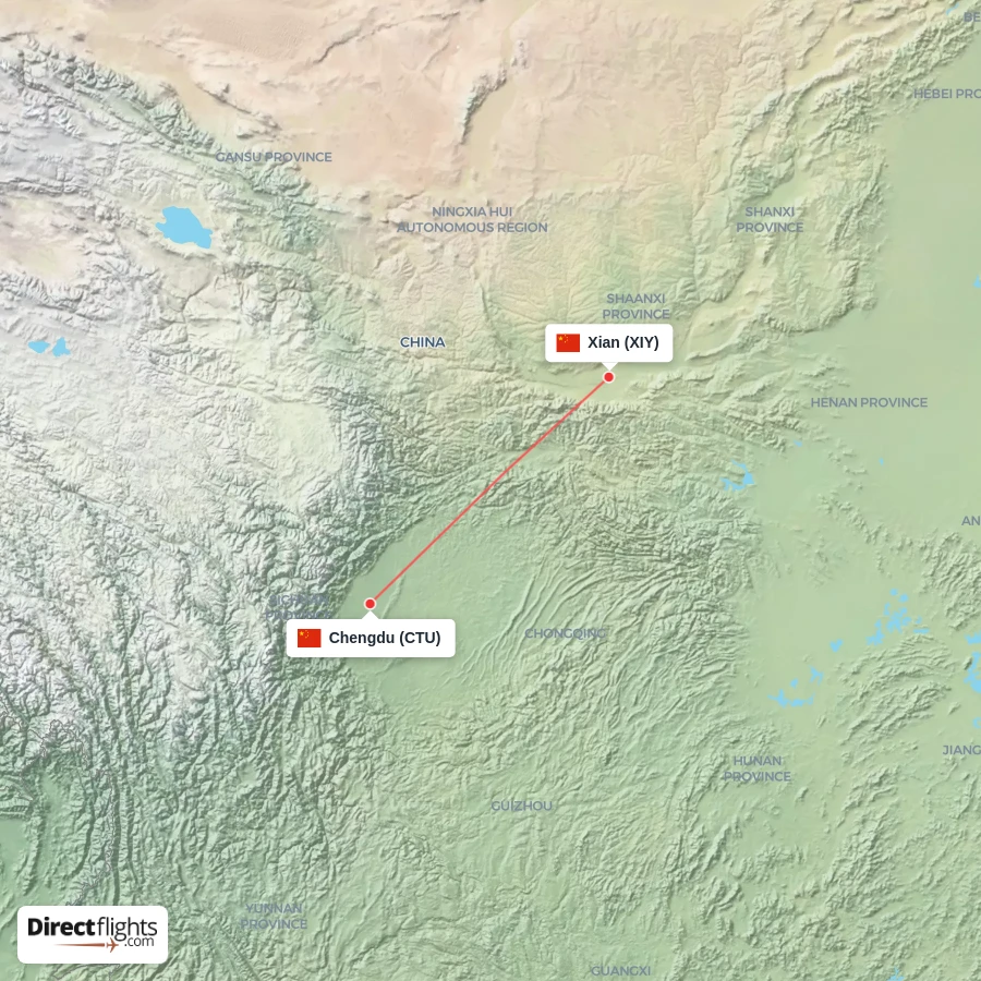 CTU - XIY route map