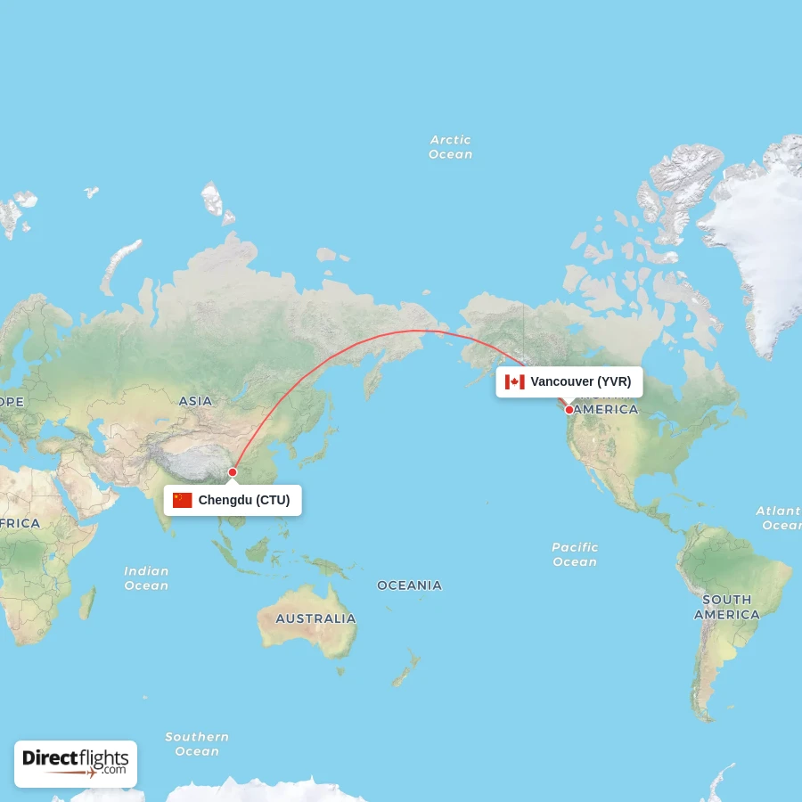 CTU - YVR route map