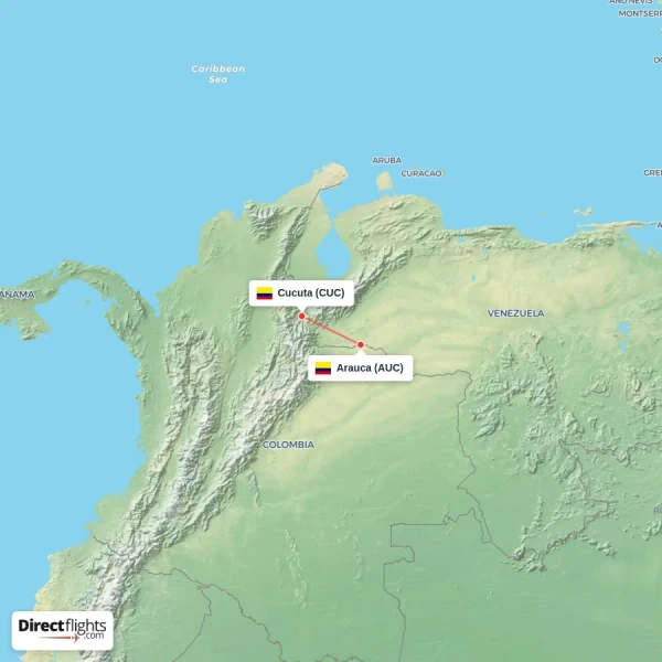 Cucuta - Arauca direct flight map