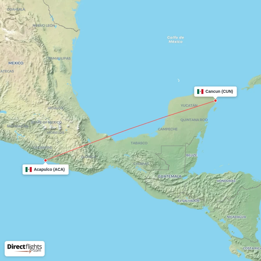 CUN - ACA route map
