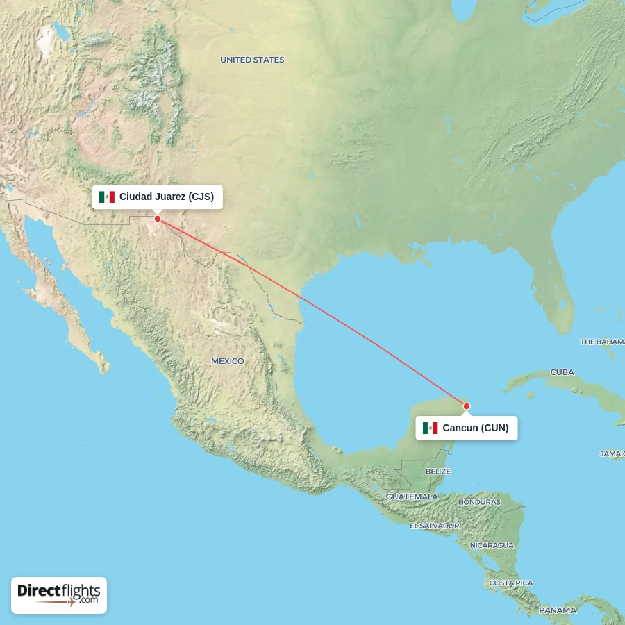 CUN - CJS route map