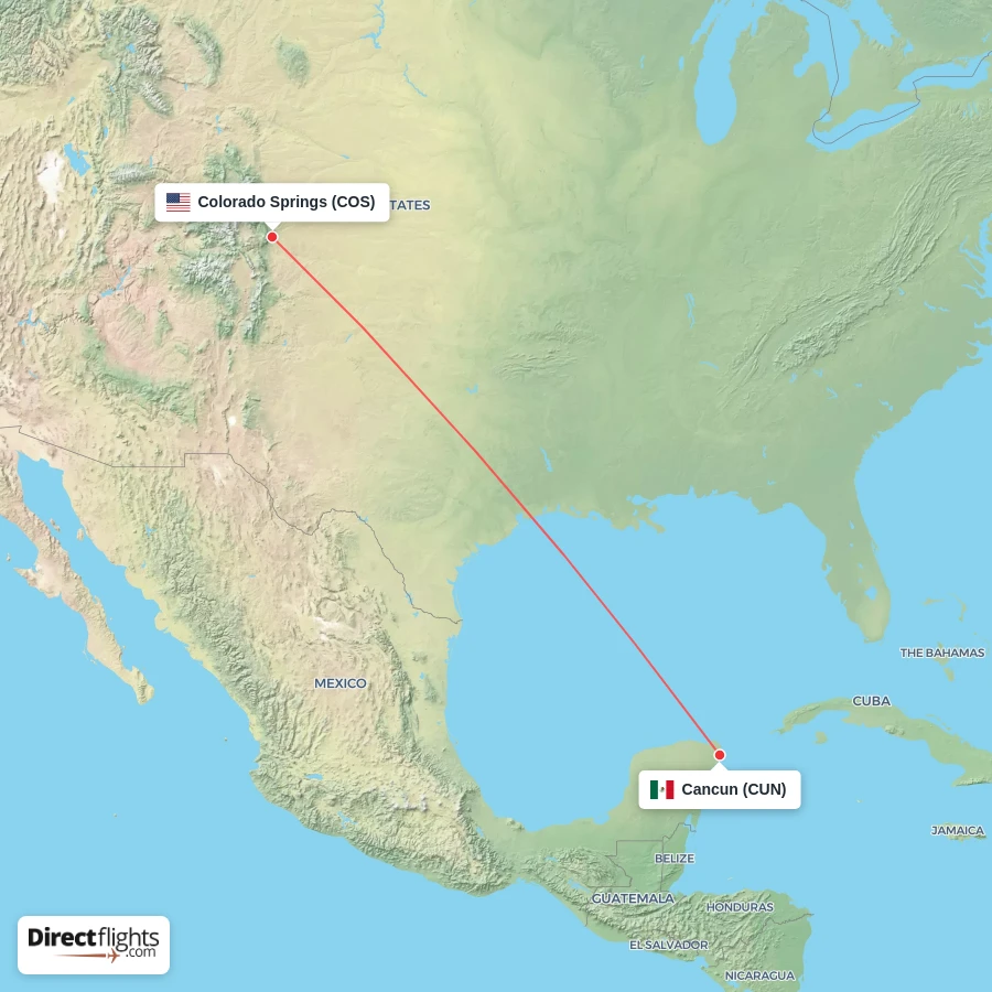 CUN - COS route map