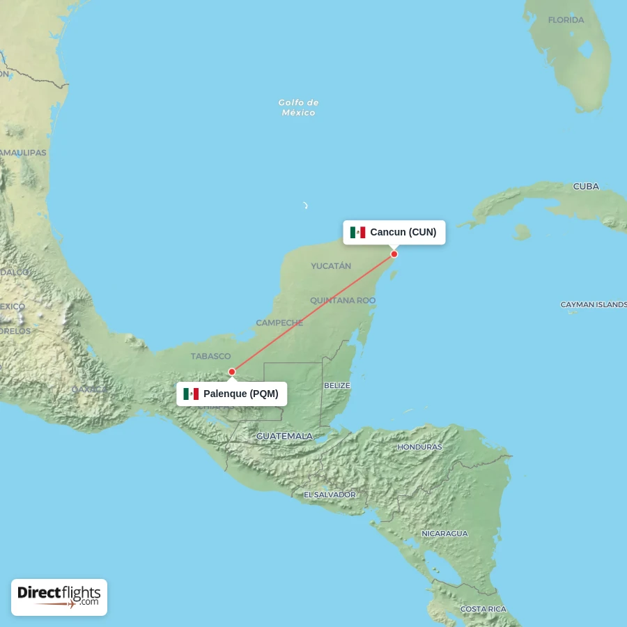CUN - PQM route map
