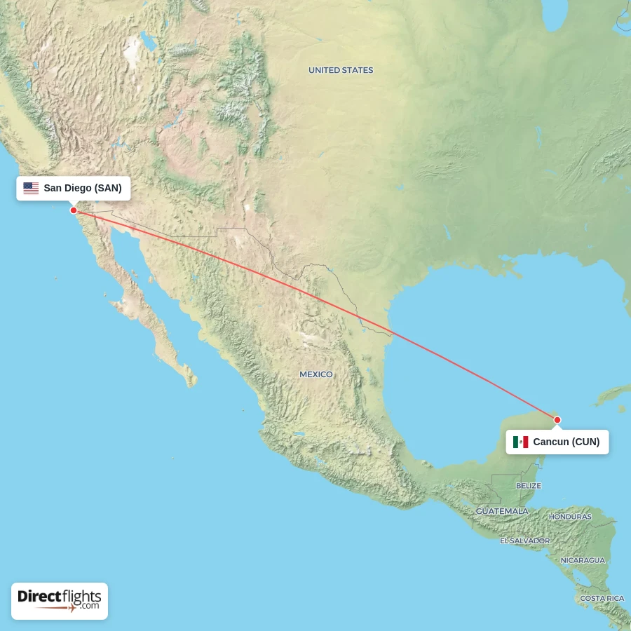CUN - SAN route map