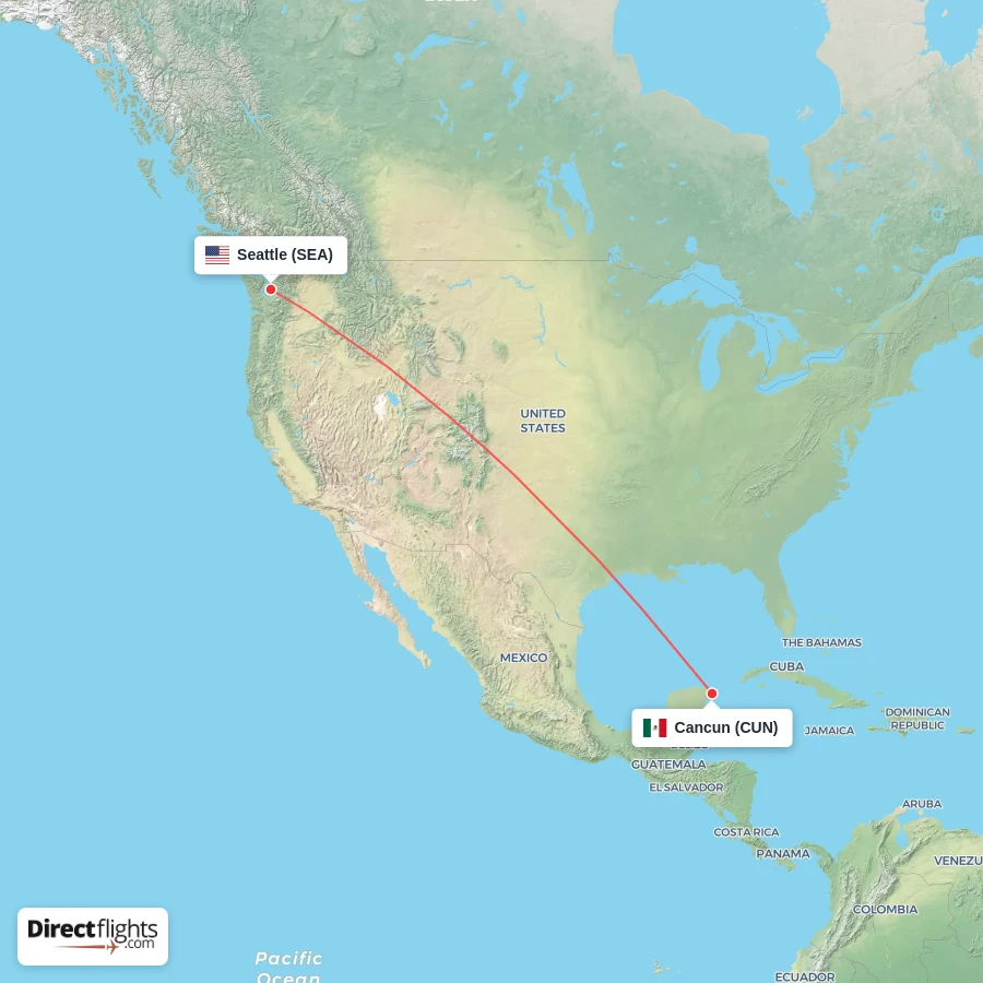 CUN - SEA route map