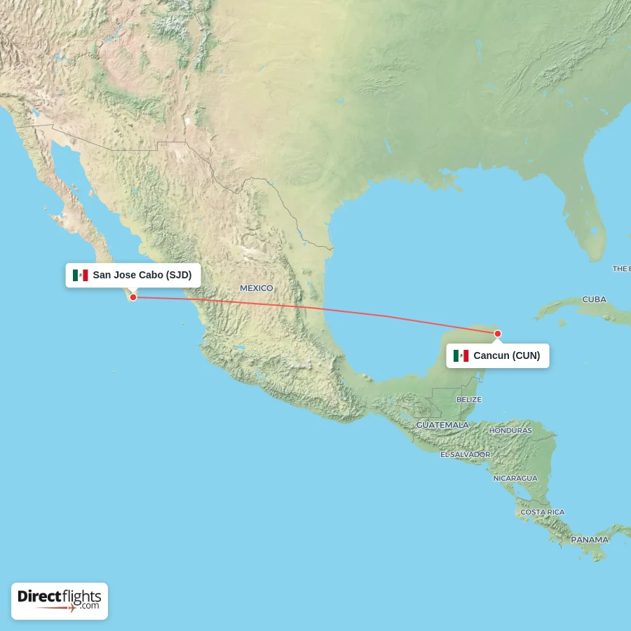 CUN - SJD route map