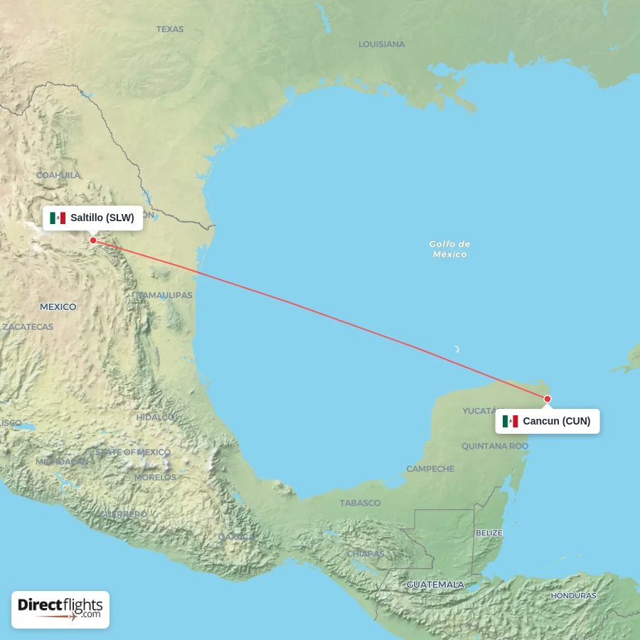 CUN - SLW route map
