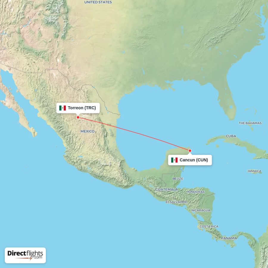 CUN - TRC route map