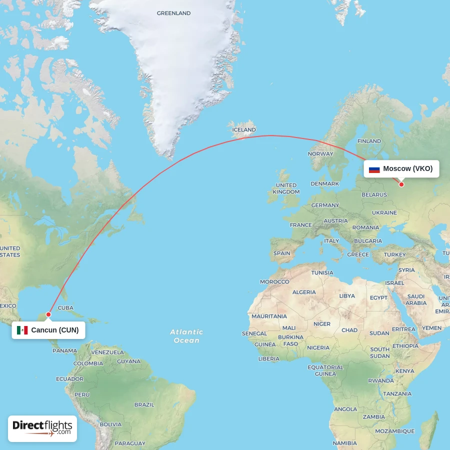 CUN - VKO route map
