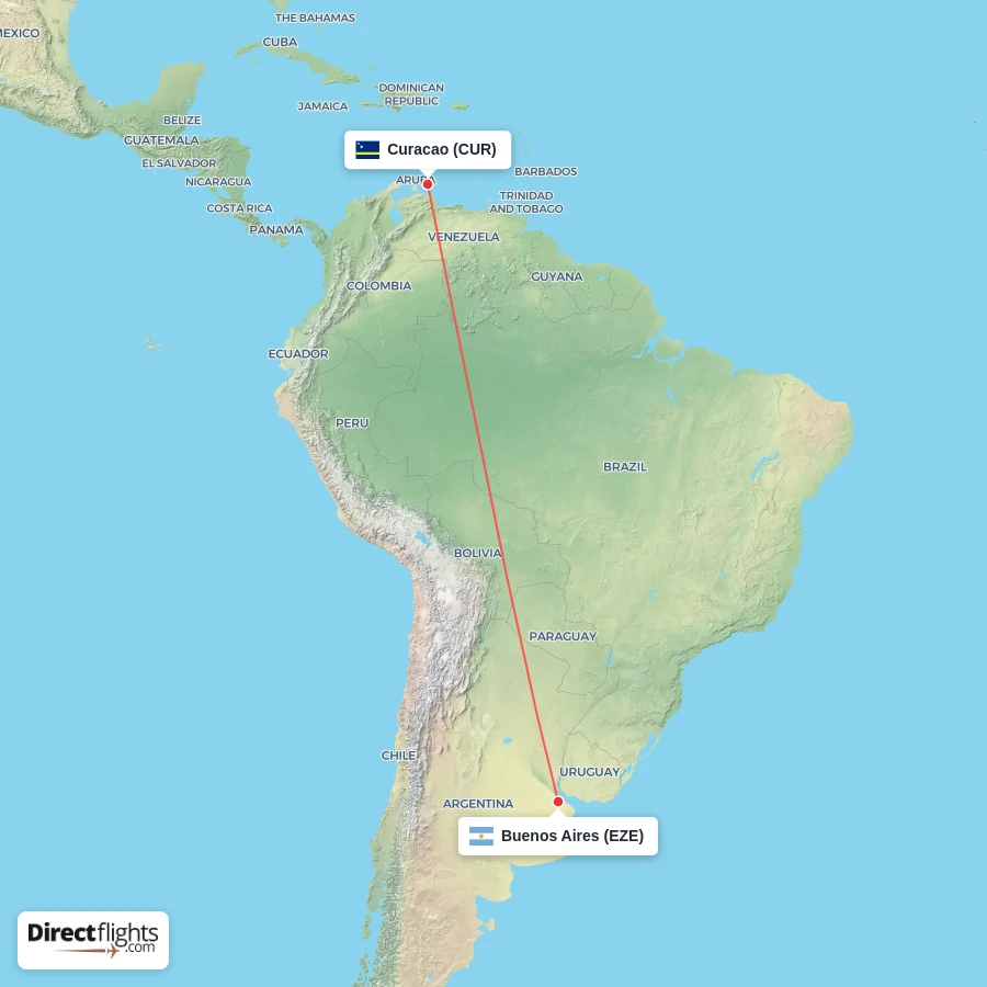 CUR - EZE route map