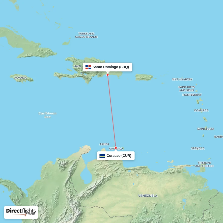 CUR - SDQ route map