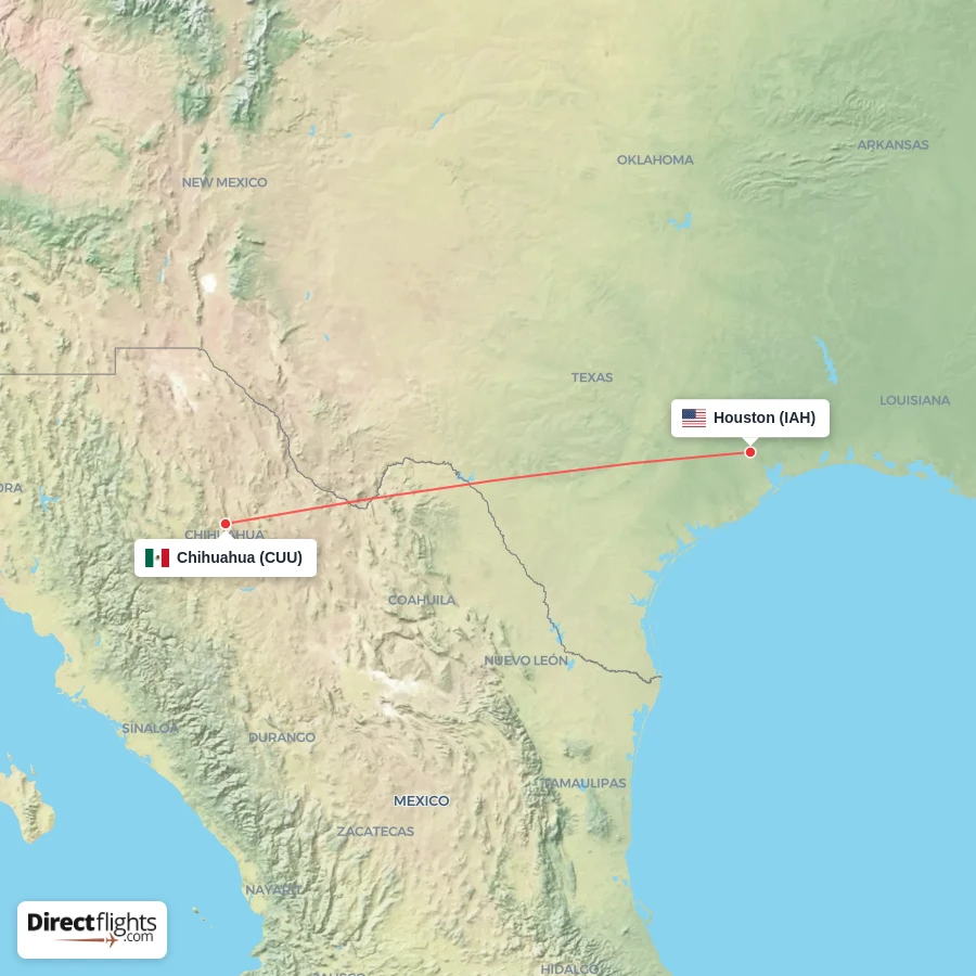 CUU - IAH route map