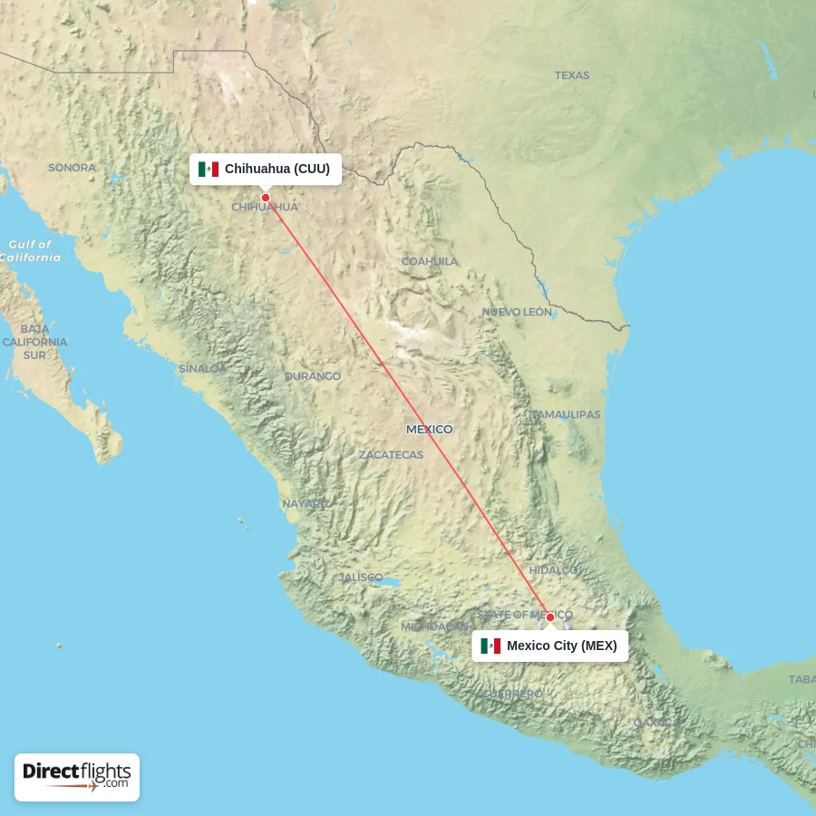 CUU - MEX route map