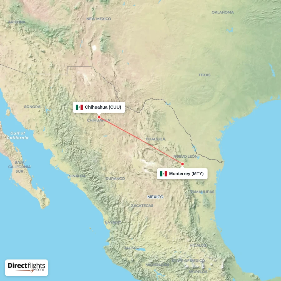CUU - MTY route map
